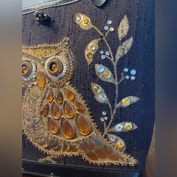 1960’s Vintage Enid Collins style Owl Jeweled Handbag - Picture 8 of 10